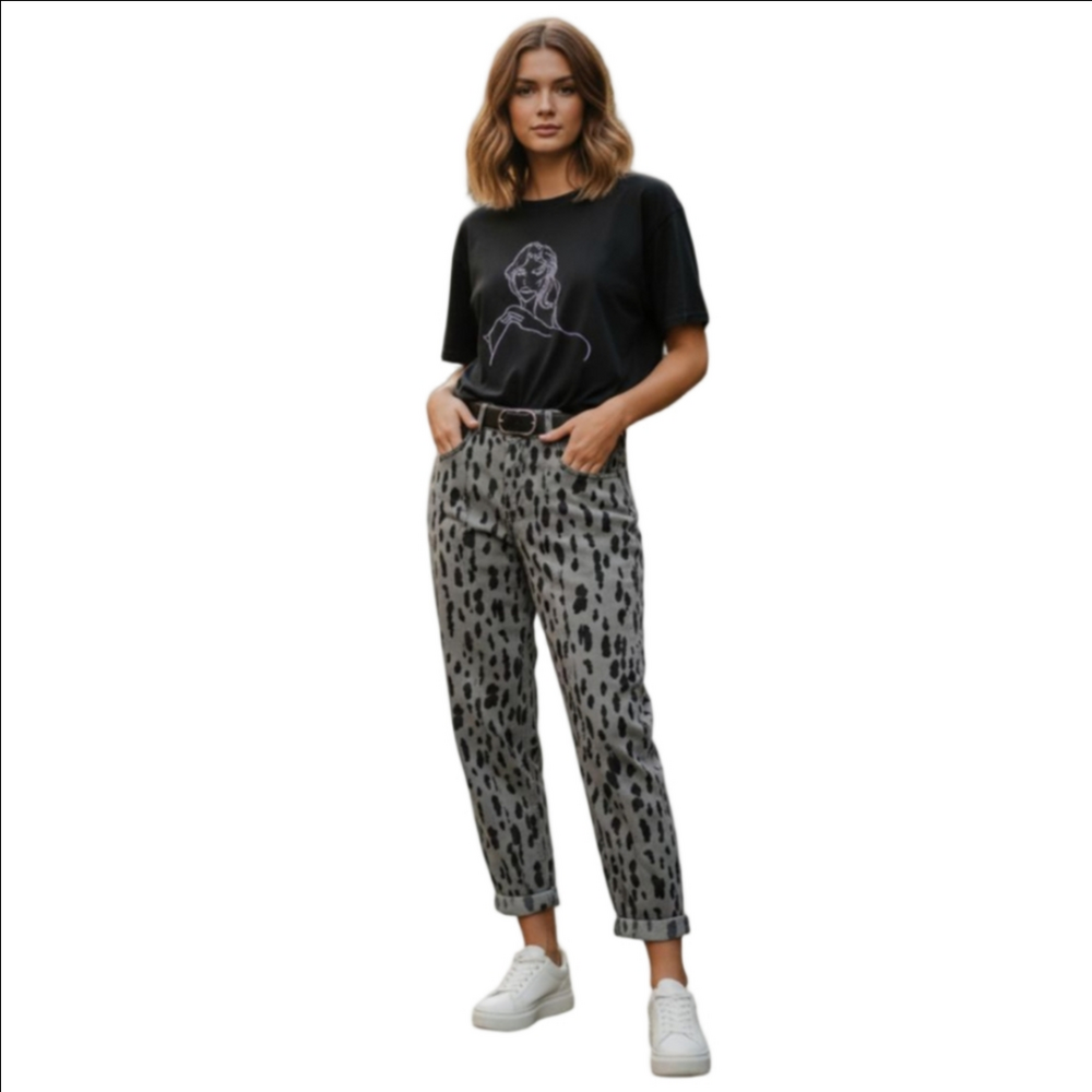 Women's Scoop Barrel Jeans Size 0 Gray with Black Spots
